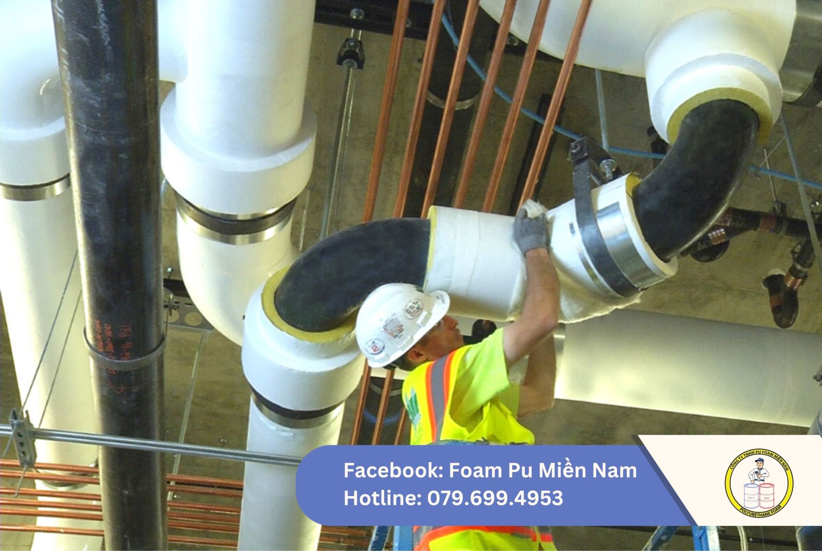 Cách nhiệt ống chiller PU Foam tại nhà máy